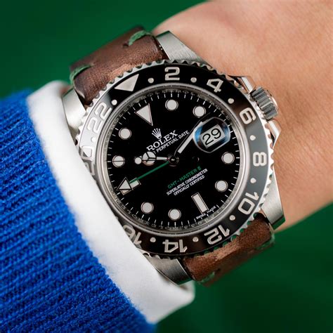 rolex gmt leather strap|Rolex leather bracelet.